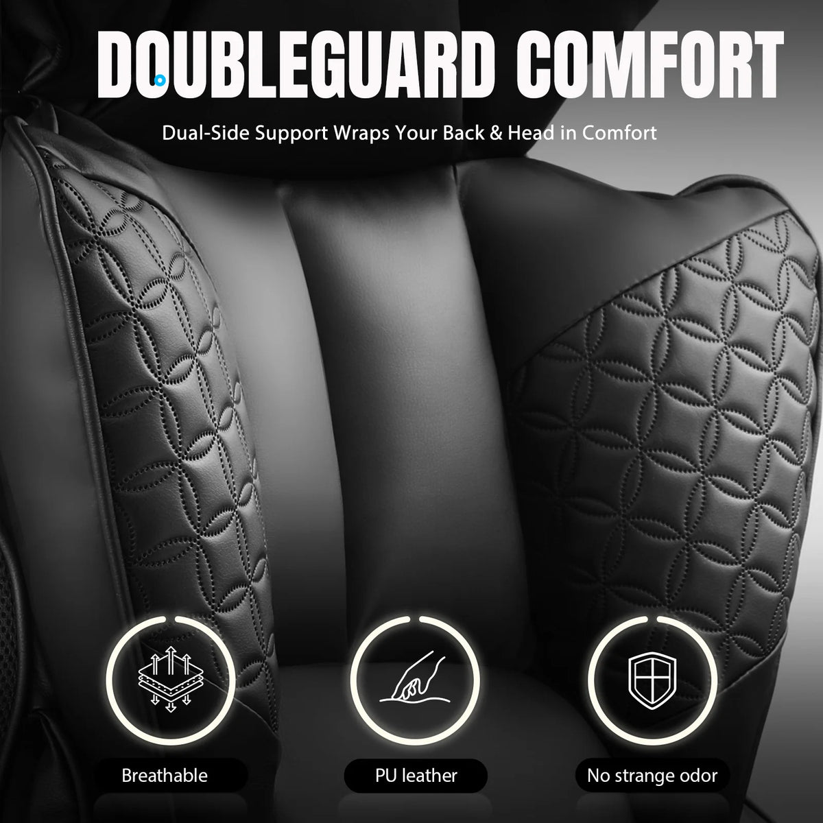 Ergonomic Leather High Back Office Chair Gaming Chair with Footrest, Adjustable Armrests