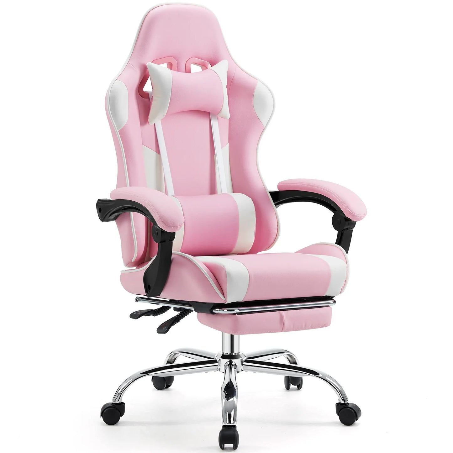 Adjustable Leather Gaming Chair with Headrest & Lumbar Support