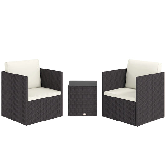 3 Piece Folding Wicker Bistro Furniture Sets, Brown