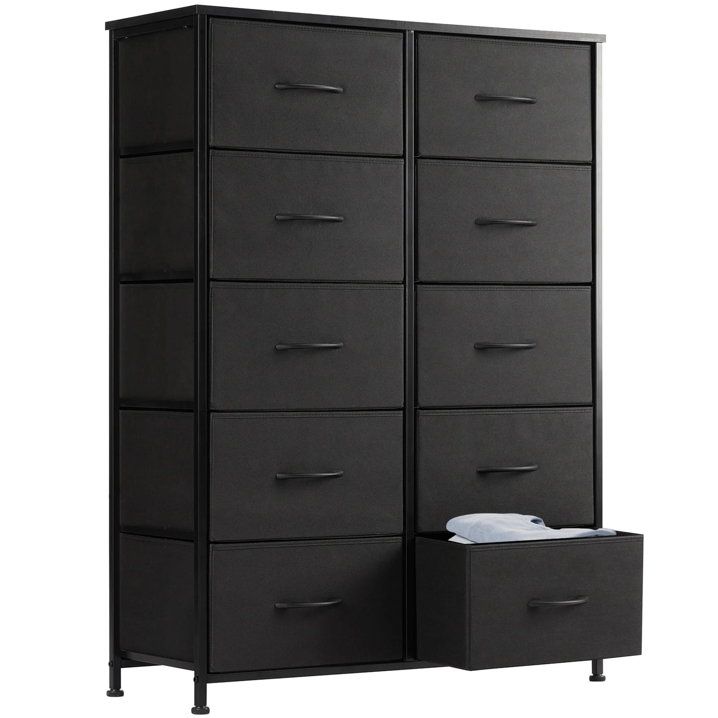 Bedside Steel Frame Wardrobe With 10 Fabric Drawers