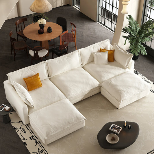 Modular Sectional Cloud Couch with Ottoman