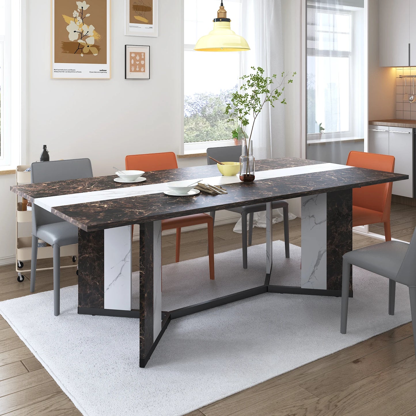 71In Large Rectangular White Dining Table for 4 5 6 8 10 People,