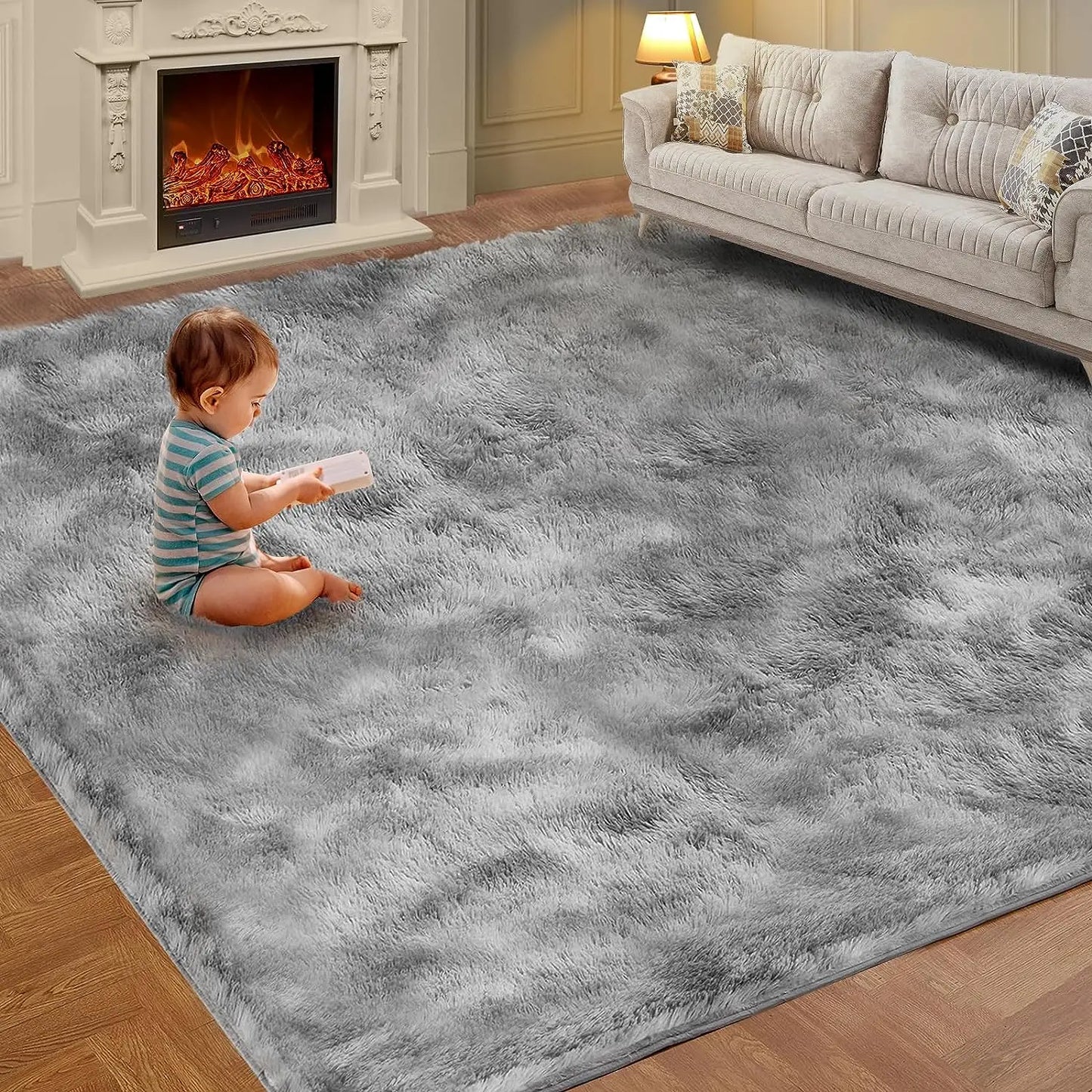 Soft Fluffy Home Mat-Dye Plush Carpet