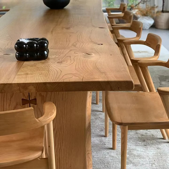 Modern Oak Ash Walnut Rectangle Solid Wood Wooden Dining Table 6 8 10 12 Seater Table and Chairs for Dining Room