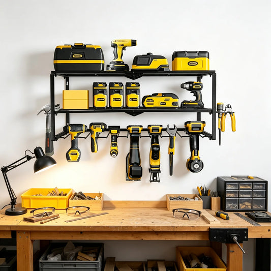 Wall Mount Metal Power Tool Organizer Tool 3-Tier Storage Rack Cordless Drill Rack for Workshop and Garage Organizer Shelf