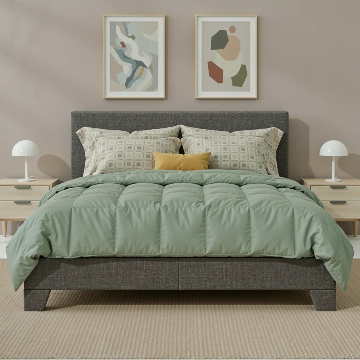 Full/Queen/King Upholstered Bed Frame with Adjustable Linen Headboard, Sturdy Wood Slats & Quiet Support