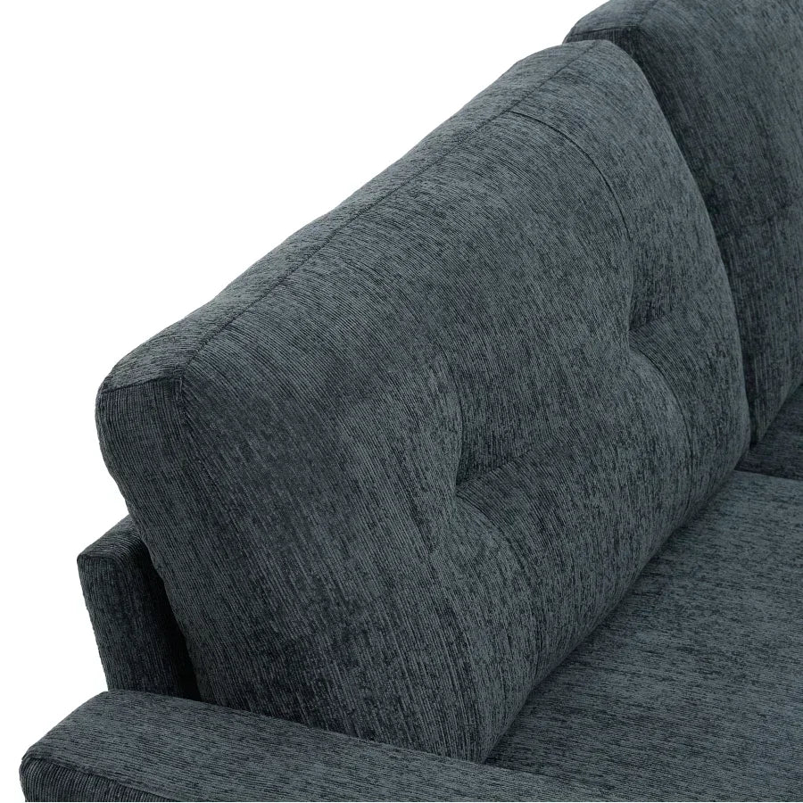 Mid-Century Modern Upholstered Tufted Loveseat Sofa With Wooden Legs