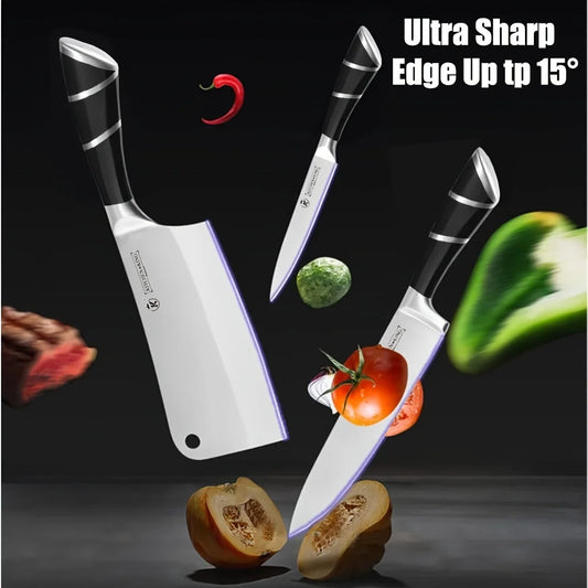 9 pcs Black Pofessional Kitchen Knife Set f