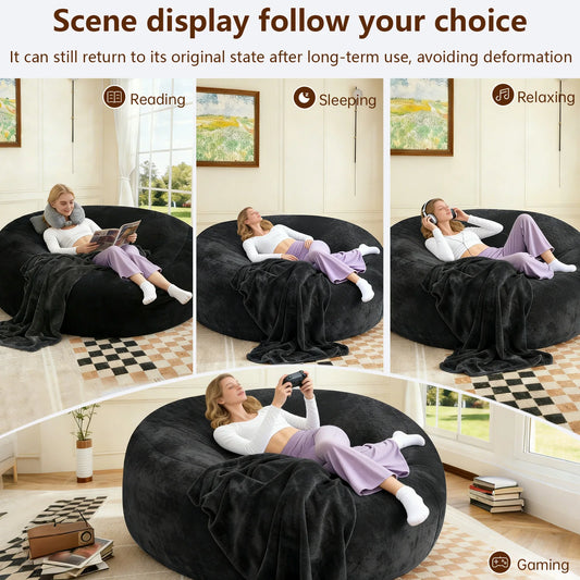Adult beanbag chair with padded beanbag inside, memory foam chair, soft flannel washable cover, ideal reading seat for bedrooms and dorms.