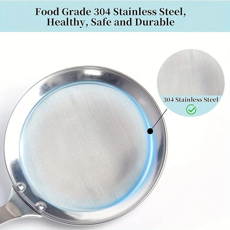 3 Pcs Oil Skimmer & Strainer with Heat Resistant Handle, Dishwasher Safe