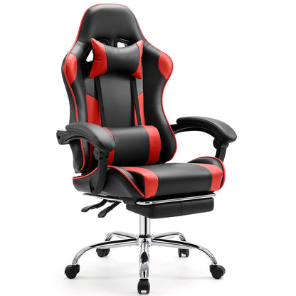 Adjustable Leather Gaming Chair with Headrest & Lumbar Support