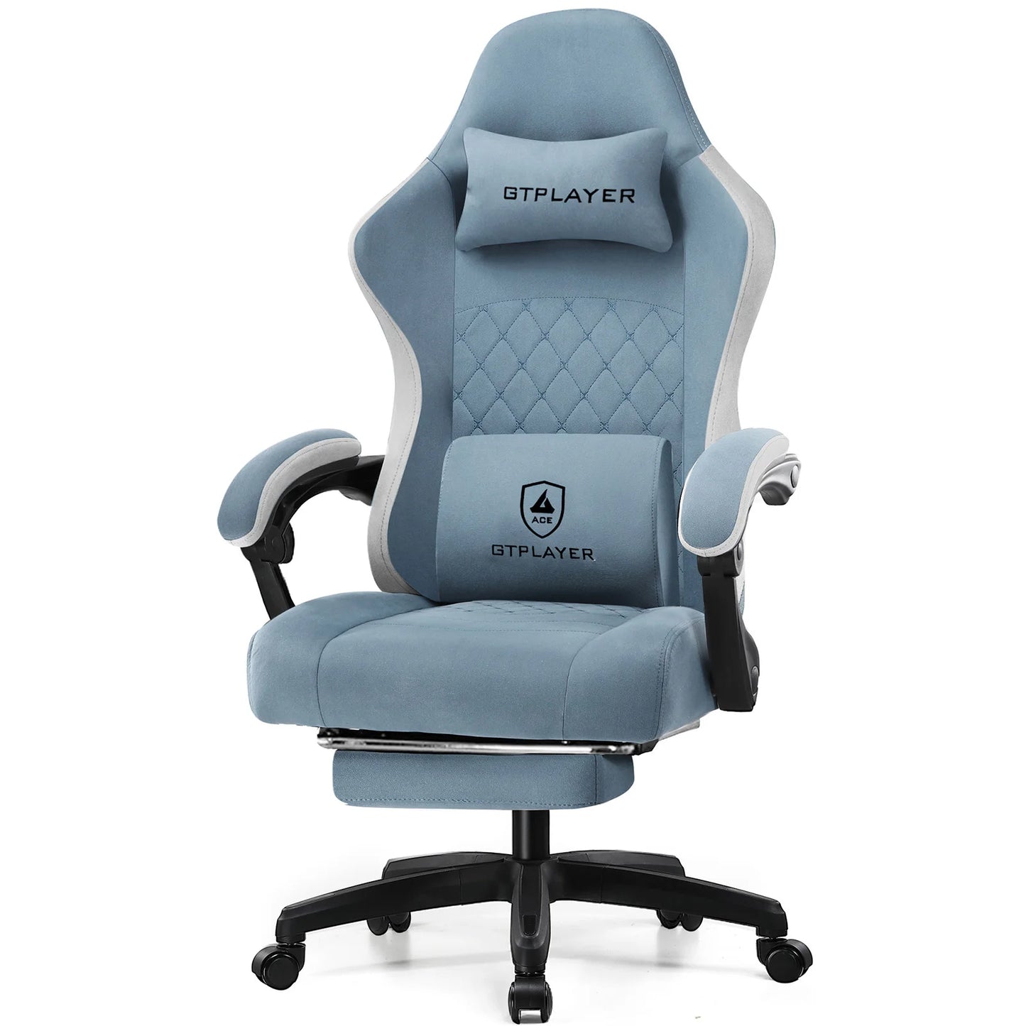 Ergonomic Gaming Chair with Pocket Spring Cushion, Linkage Armrests & Footrest,  Lumbar Support