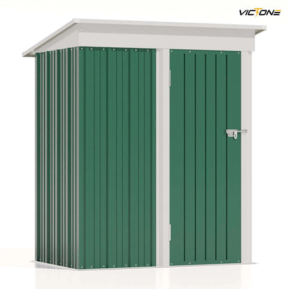 5x3 FT Outdoor Metal Tool Shed with Sloping Roof and Lockable Door