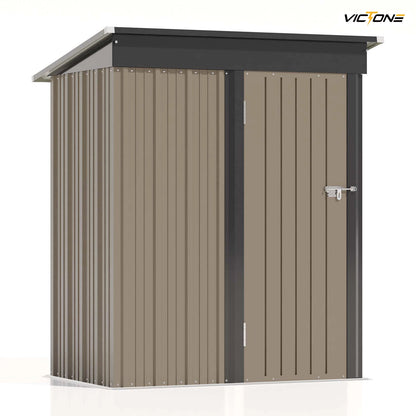 5x3 FT Outdoor Metal Tool Shed with Sloping Roof and Lockable Door