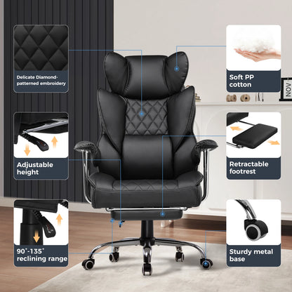 Big and Tall Ergonomic Office Gaming Chair  with Pocket Spring Lumbar Support  and Footrest