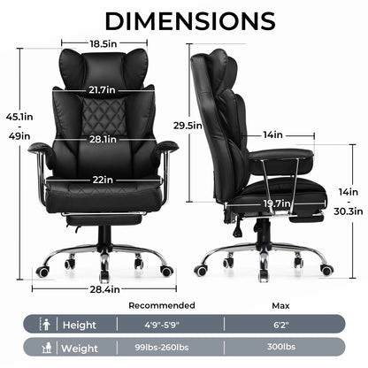 Big and Tall Ergonomic Office Gaming Chair  with Pocket Spring Lumbar Support  and Footrest
