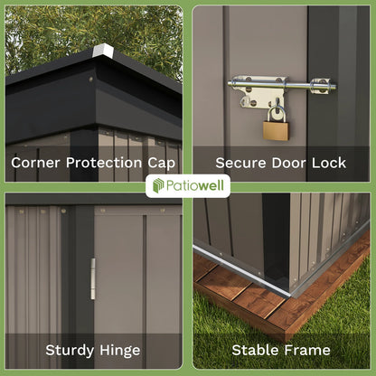 5x3 FT Outdoor Metal Tool Shed with Sloping Roof and Lockable Door