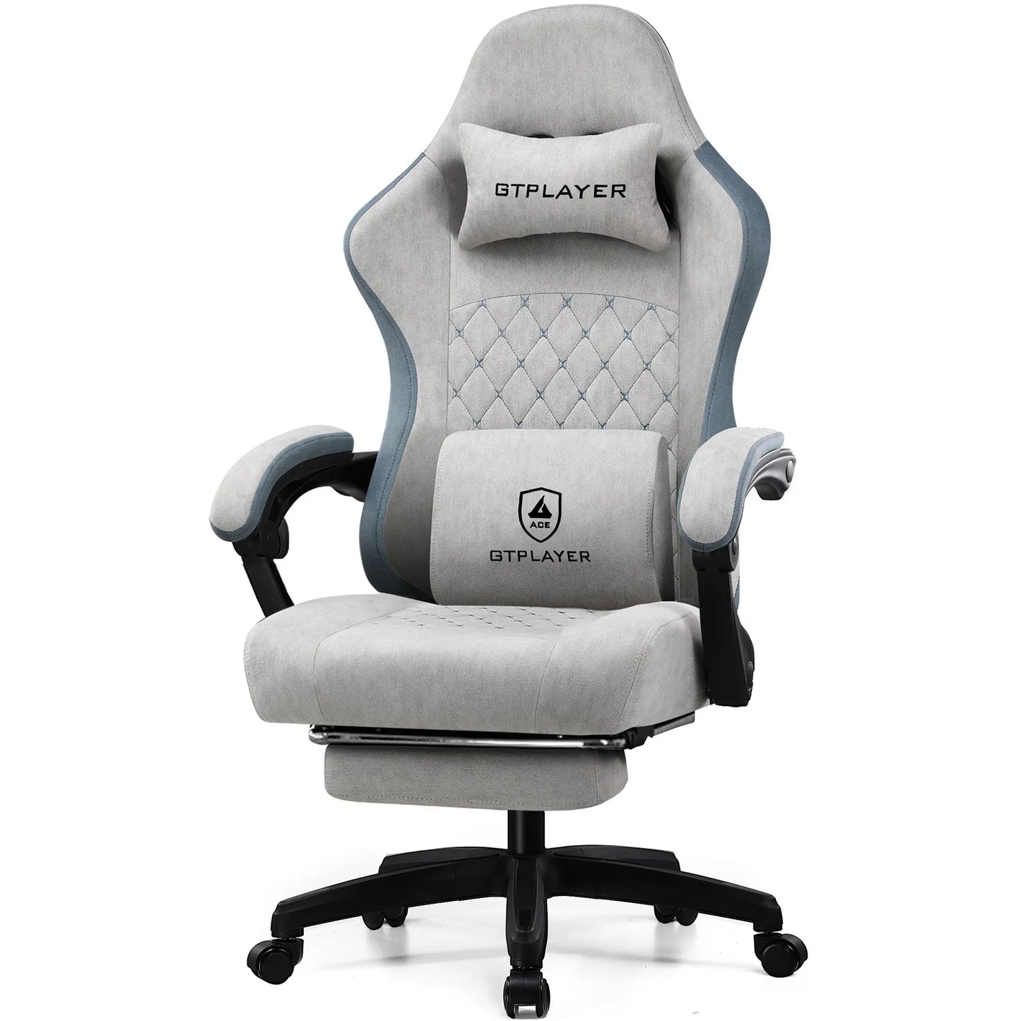 Ergonomic Gaming Chair with Pocket Spring Cushion, Linkage Armrests & Footrest,  Lumbar Support