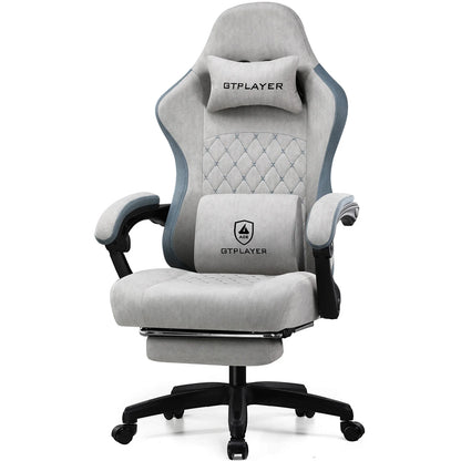 Ergonomic Gaming Chair with Pocket Spring Cushion, Linkage Armrests & Footrest,  Lumbar Support