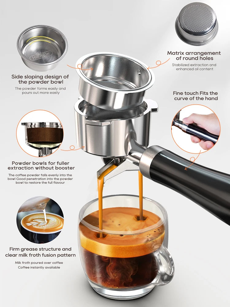 Semi Automatic Espresso Coffee Machine Temperature Adjustable Cold/Hot Super Slim Coffee Maker Cappuccino