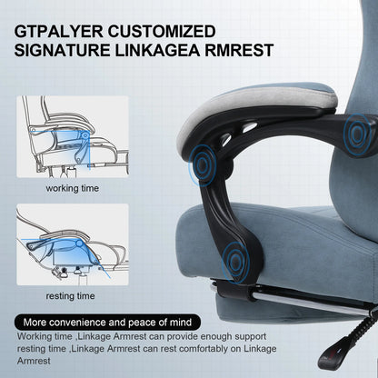 Ergonomic Gaming Chair with Pocket Spring Cushion, Linkage Armrests & Footrest,  Lumbar Support