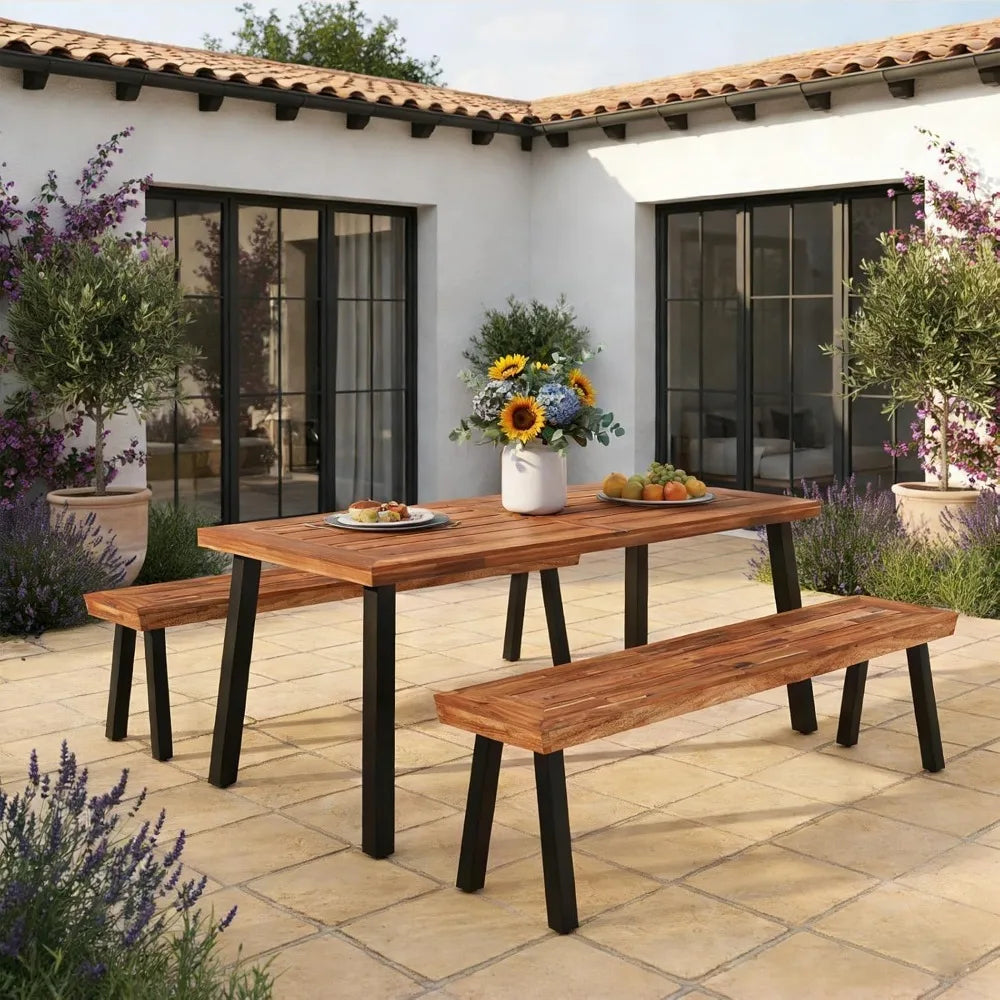 Outdoor Picnic Table for Backyard, Garden, Lawn, Farmhouse