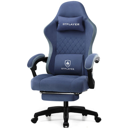 Ergonomic Gaming Chair with Pocket Spring Cushion, Linkage Armrests & Footrest,  Lumbar Support