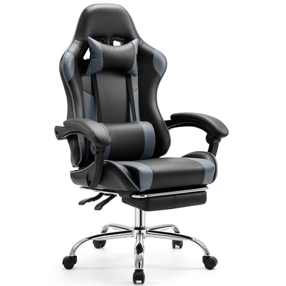 Adjustable Leather Gaming Chair with Headrest & Lumbar Support