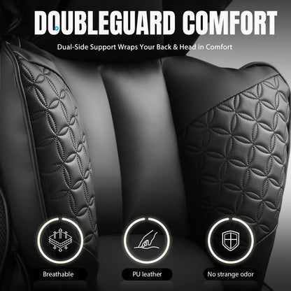 Ergonomic Leather High Back Office Chair Gaming Chair with Footrest, Adjustable Armrests