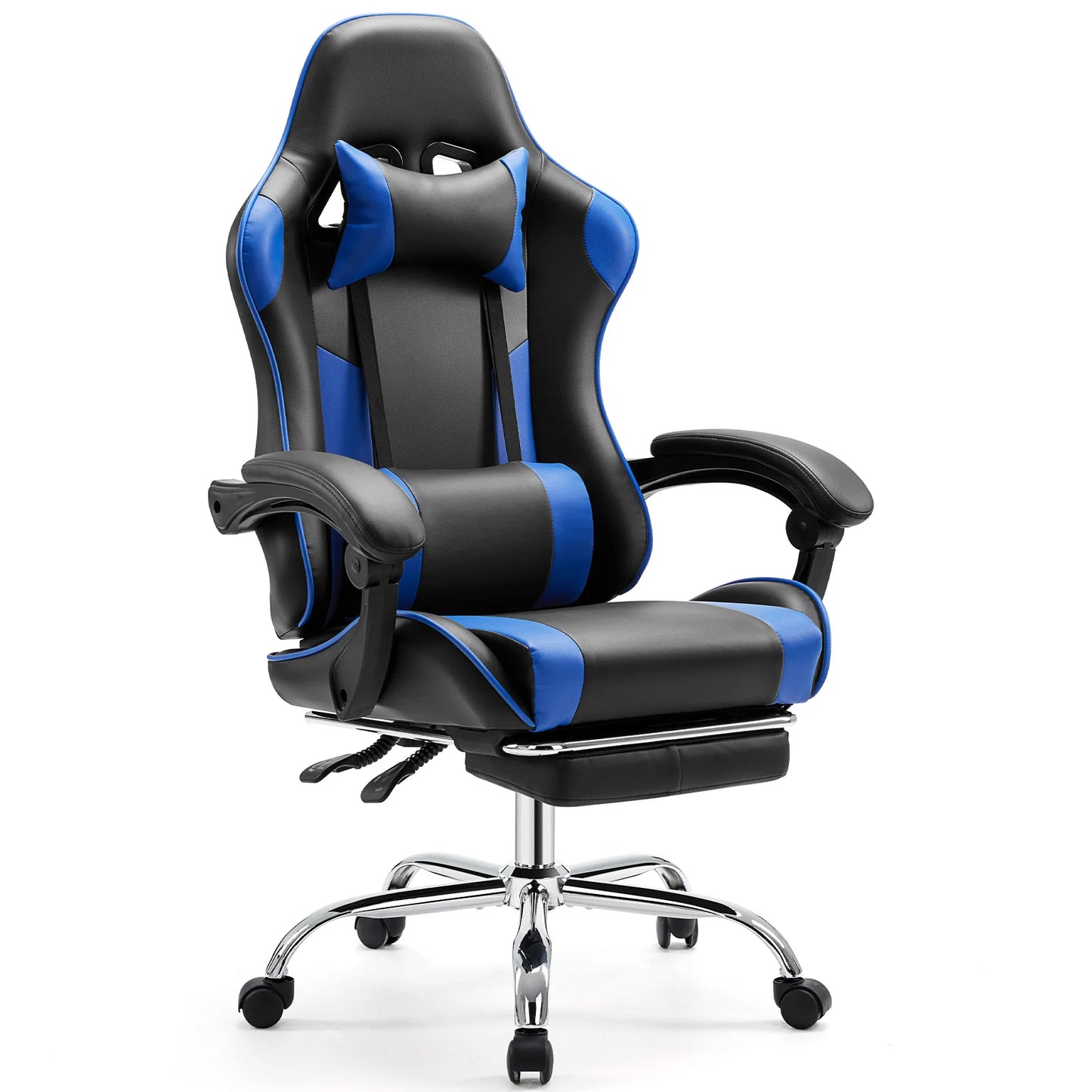 Adjustable Leather Gaming Chair with Headrest & Lumbar Support