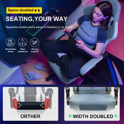 Ergonomic Gaming Chair with Pocket Spring Cushion, Linkage Armrests & Footrest,  Lumbar Support
