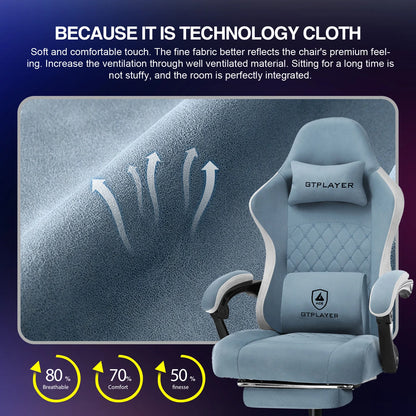 Ergonomic Gaming Chair with Pocket Spring Cushion, Linkage Armrests & Footrest,  Lumbar Support