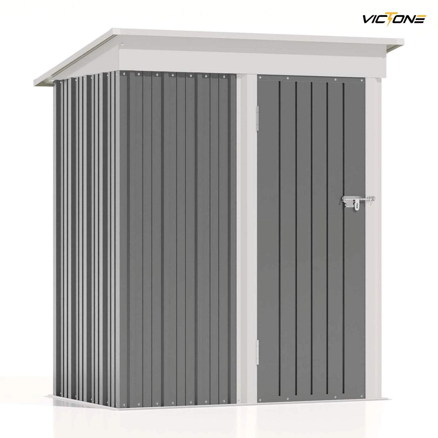 5x3 FT Outdoor Metal Tool Shed with Sloping Roof and Lockable Door