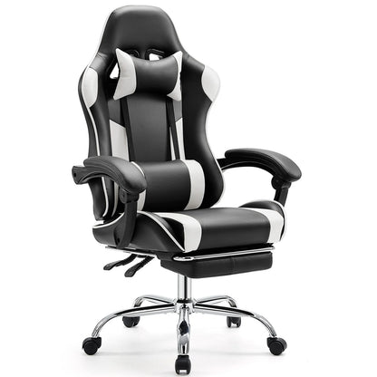 Adjustable Leather Gaming Chair with Headrest & Lumbar Support