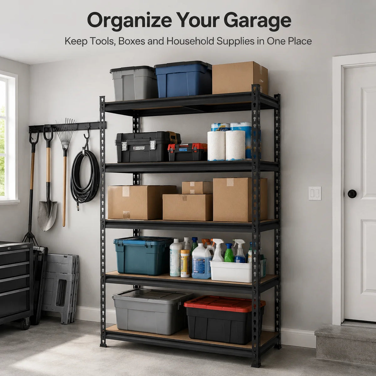 Heavy Duty Metal Storage Rack 5 Tier Adjustable Utility Shelving