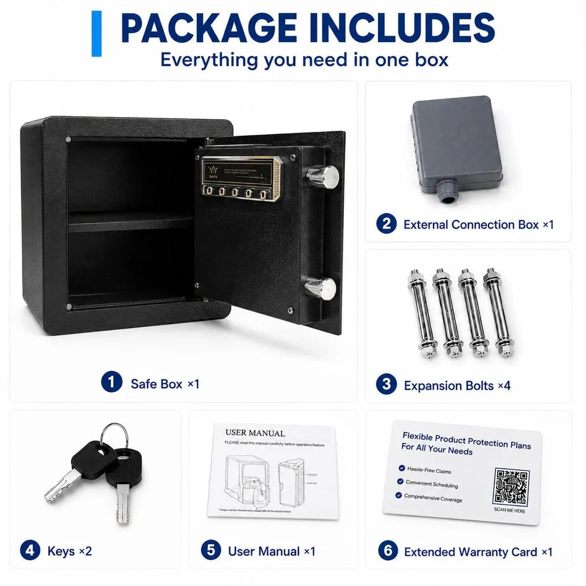 0.5 Cu Ft Digital Home Safe With Keypad And Emergency Key Anti Pry Steel Bolts Reinforced Steel Door External Battery Box Dual Locking For Cash Jewellery Passports And Valuables