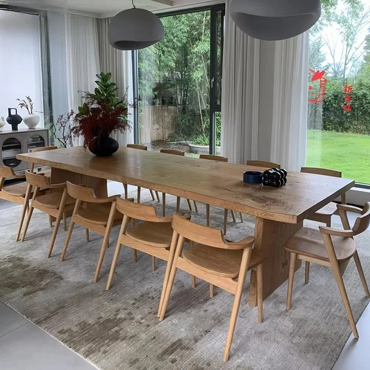 Modern Oak Ash Walnut  Rectangle Solid Wood Wooden Dining Table  6 8 10 12 Seater Table and Chairs for Dining Room