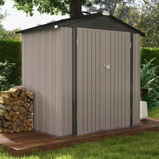 6x4 FT Outdoor Garden Tool Storage Shed,  with Sloping Roof and Double Lockable Door