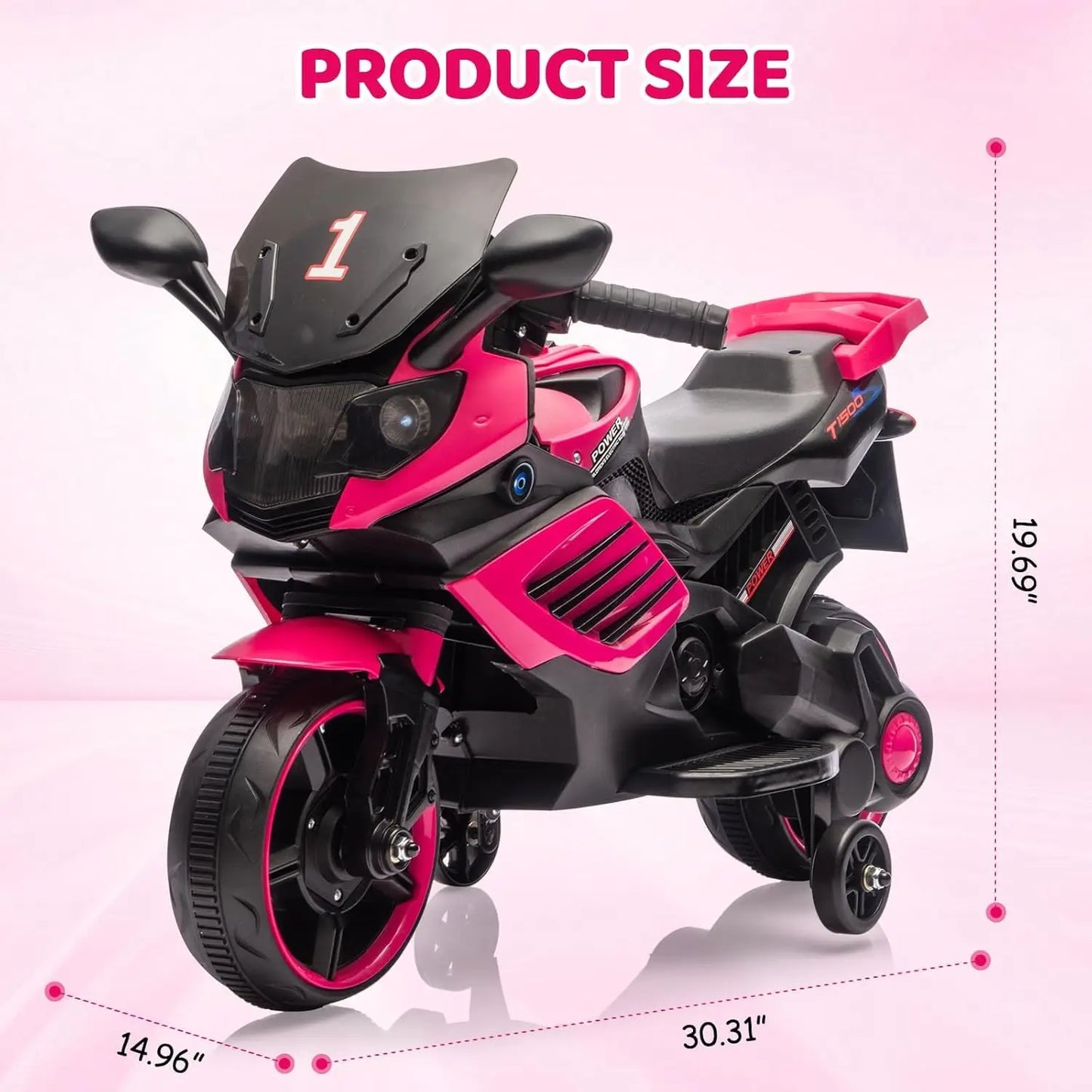 6V Kids Motorcycle, Electric Ride On Toy with Training Wheels, Working Headlight, Horn & Music,for Toddlers Boys Girls 3-6Y