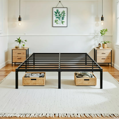 Metal Platform Bed Frame with Storage Space, Twin/Full/Quen/King