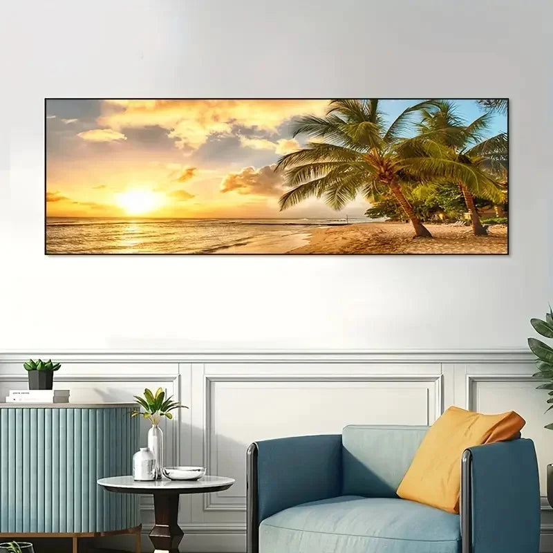 Lazy Beach Sunset Scenery Canvas Art Painting Poster