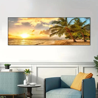 Lazy Beach Sunset Scenery Canvas Art Painting Poster