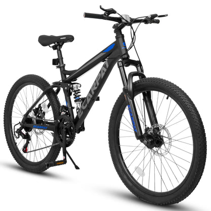 Dual Full Suspension Mountain Bike 24/26/27.5 Inch, Mens Women  21-Speed Disc Bicycles