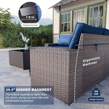 6PCS Outdoor Wicker Rattan Sectional Sofa Patio Furniture Set