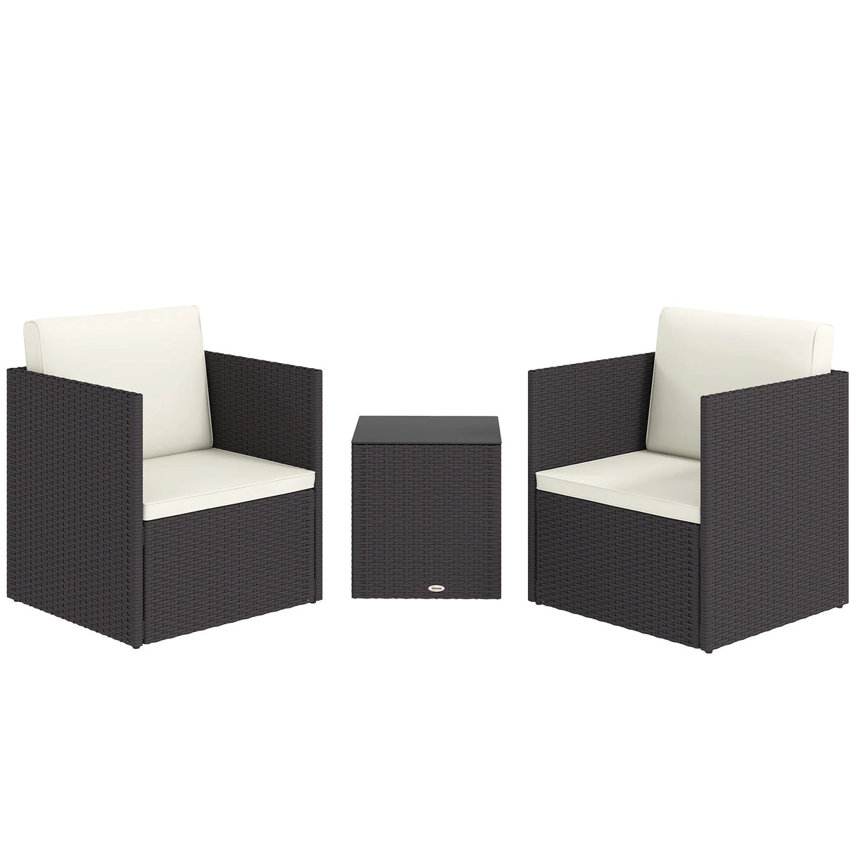 3 Piece Folding Wicker Bistro Furniture Sets, Brown