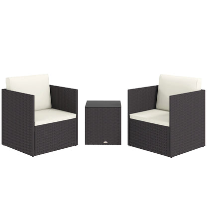 3 Piece Folding Wicker Bistro Furniture Sets, Brown