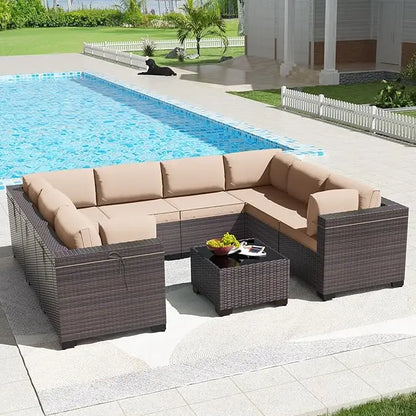 6PCS Outdoor Wicker Rattan Sectional Sofa Patio Furniture Set