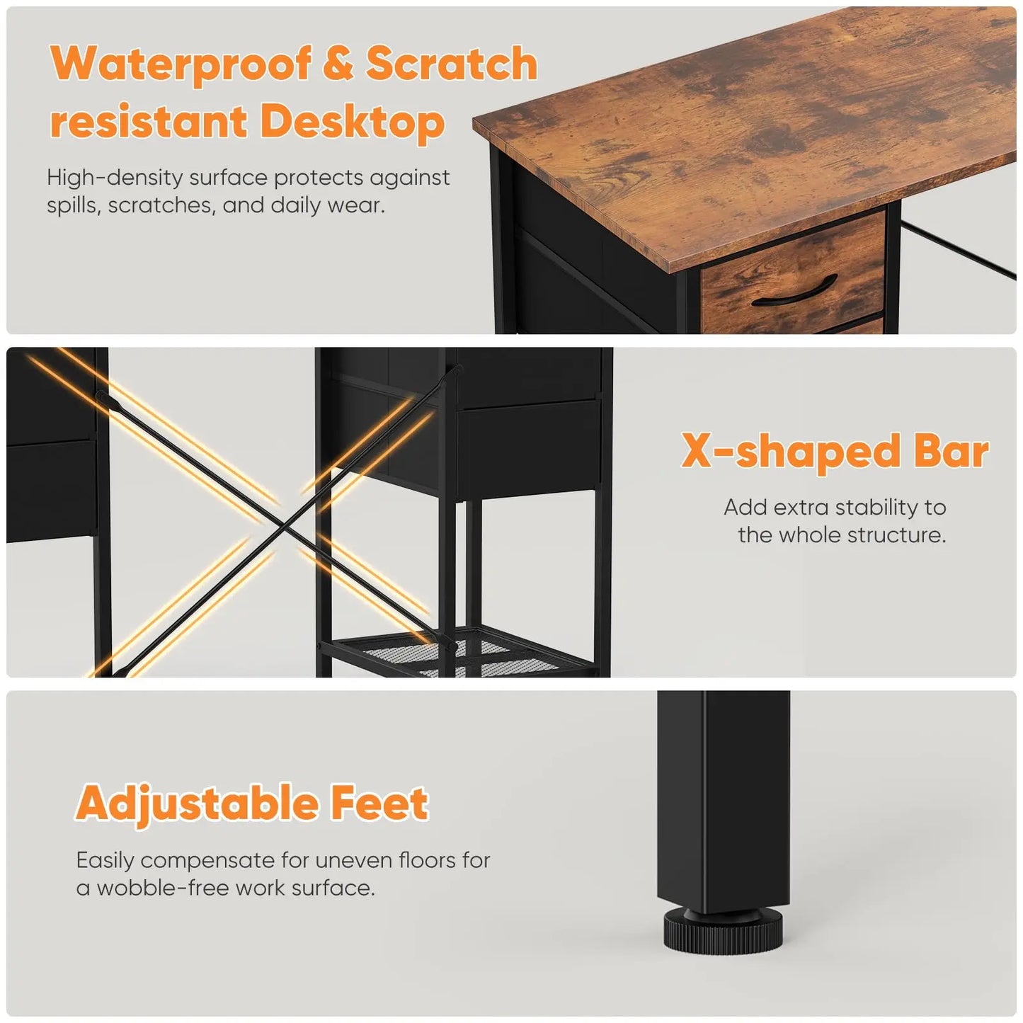 55 Inch Computer Desk  with 4 Drawers