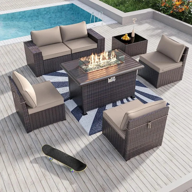6PCS Outdoor Wicker Rattan Sectional Sofa Patio Furniture Set
