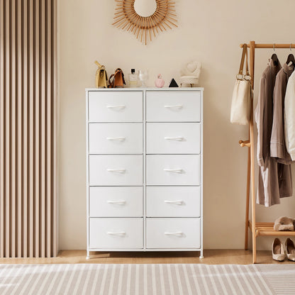 Bedside Steel Frame Wardrobe  With 10 Fabric Drawers